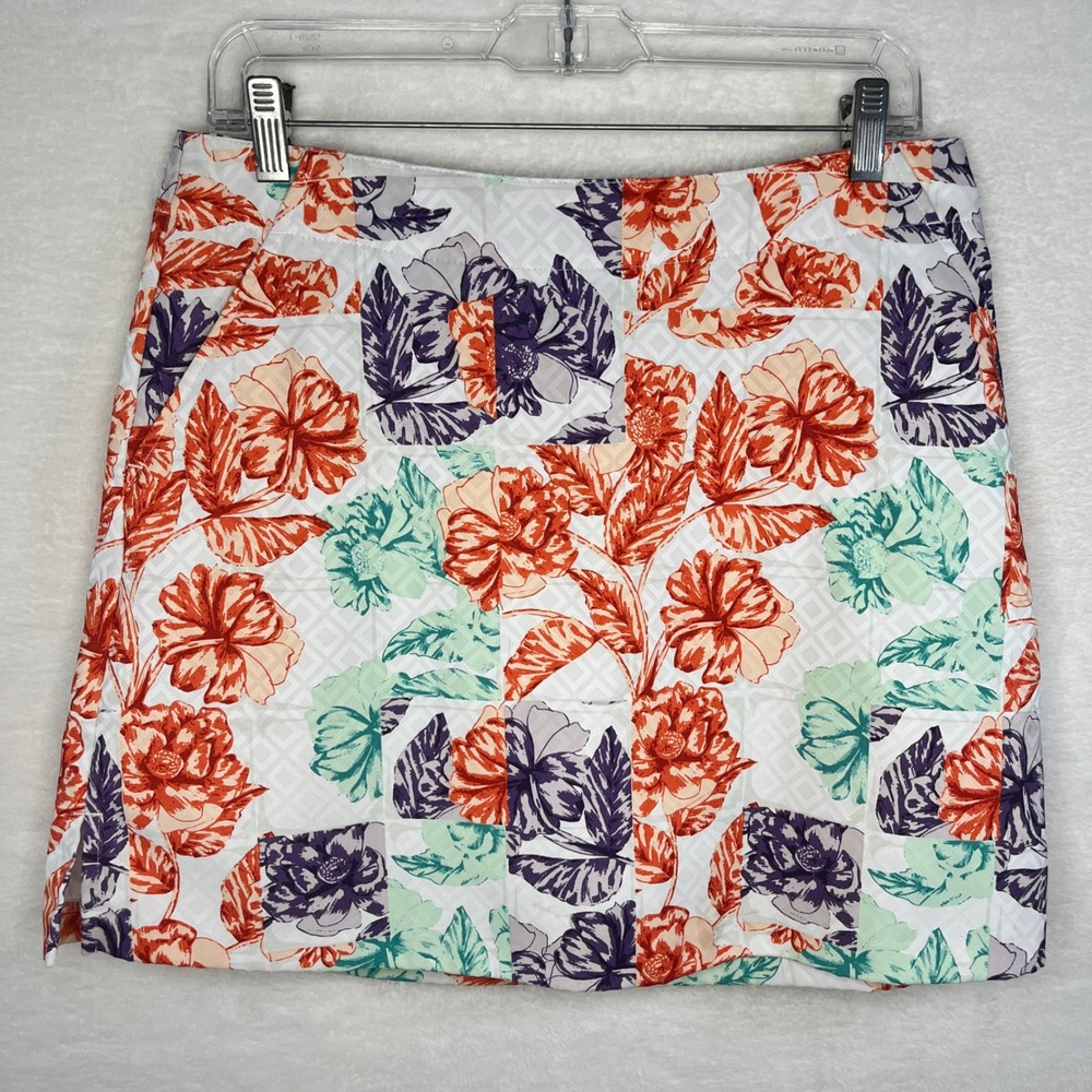 Lady Hagen Floral Golf Skort Womens Size 8‎ Orange Purple Teal White Skirt